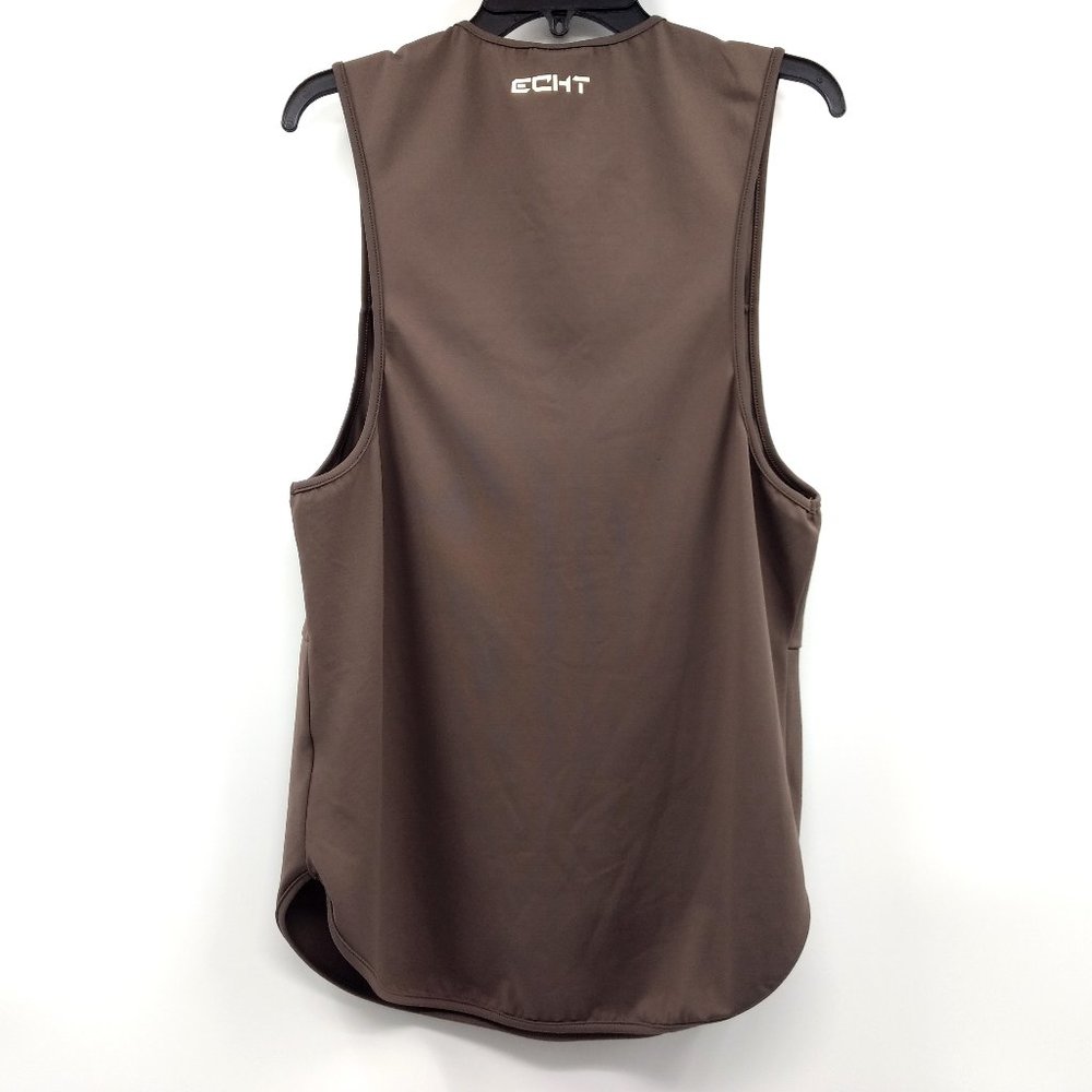 ECHT Tank Men's M Brown Muscle Fit Scoop Neck Pocket Round Hem Logo Pullover - Picture 5 of 13